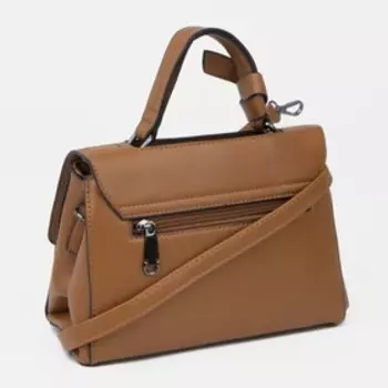 Сумка-мессенджер на молнии, наружный карман, длинный ремень, цвет коричневый