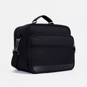 Сумка мужская, 2 отдела на молнии, 2 наружных кармана, длинный ремень, цвет чёрный