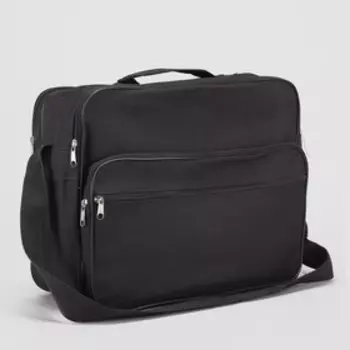 Сумка мужская, 2 отдела на молниях, 2 наружных кармана, регулируемый ремень, цвет чёрный