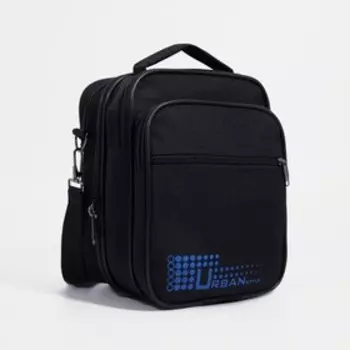 Сумка мужская, 2 отдела на молниях, наружный карман, с расширением, длинный ремень, цвет чёрный