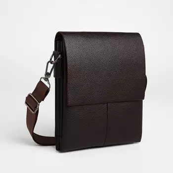 Сумка планшет мужская TEXTURA, 2 отдела на молнии, наружный карман, коричневая