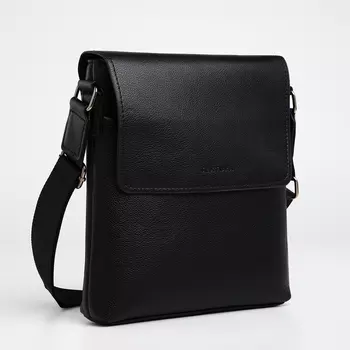 Сумка планшет мужская TEXTURA, 2 отдела на молнии, 2 наружных кармана, чёрная