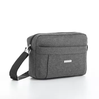 Сумка мужская через плечо на молнии, 2 наружных кармана, серая