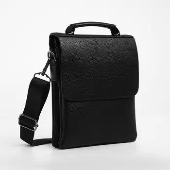 Сумка планшет мужская TEXTURA, 2 отдела на молнии, наружный карман, чёрная