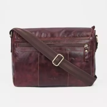 Сумка мужская на молнии, 3 наружных кармана, цвет тёмно-коричневый