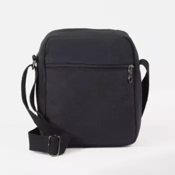 Сумка мужская на молнии, наружный карман, цвет чёрный