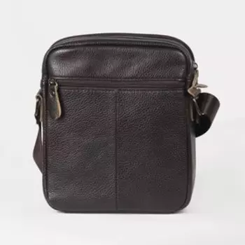 Сумка мужская на молнии, наружный карман, цвет коричневый