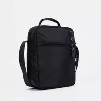 Сумка мужская на молнии, наружный карман, цвет чёрный