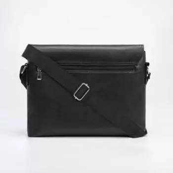 Сумка мужская на молнии, наружный карман, цвет чёрный