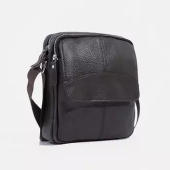 Сумка мужская на молнии, наружный карман, цвет коричневый