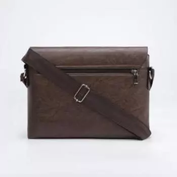 Сумка мужская на молнии, наружный карман, цвет коричневый