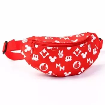 Сумка на пояс "Микки", 25*6*13, отд на молнии, без подклада, красный