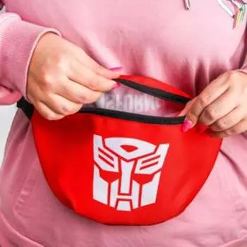 Сумка на пояс Transformers, 25*6*13, отд на молнии, без подклада, красный