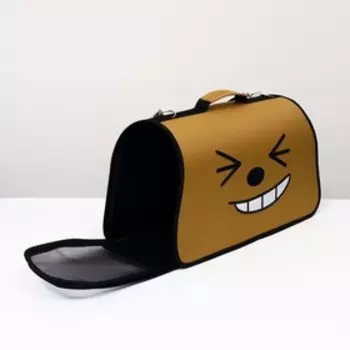 Сумка - переноска для животных "Улыбка", коричневая, размер L, 53 х 21 х 29 см, коричневая