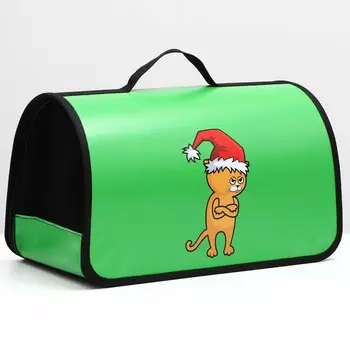 Сумка-переноска для животных каркасная "Кот-Новый год", 50х25х28 см
