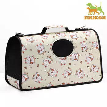 Сумка-переноска каркасная «Котики», размер L, 532129 см, бежевая