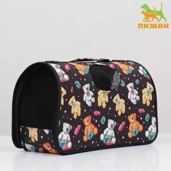 Сумка-переноска каркасная «Медведи на черном фоне», размер M, 402127 см