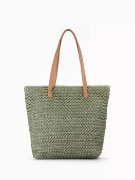 Сумка пляжная на молнии, на подкладке, зелёная