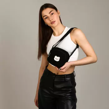 Сумка плюшевая «Мишка», чёрная