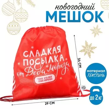Мешок новогодний под сладости «Посылка от Деда Мороза» (полиэстер плотностью 210D) 2934 см
