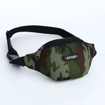 Сумка поясная детская на молнии, цвет зелёный