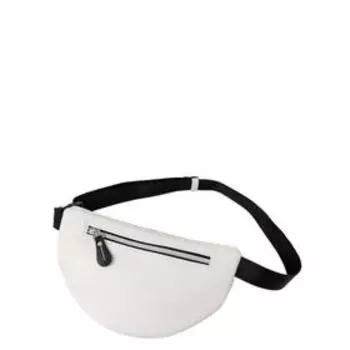 Сумка поясная иск.кожа, отдел на молнии, цвет белый 25х7,5х15см