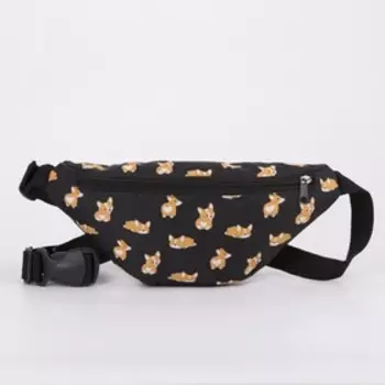 Сумка поясная «Корги», 32815 см, отдел на молнии, наружный карман, чёрная