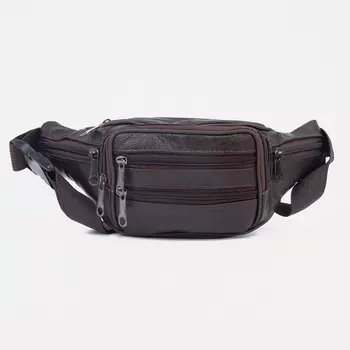 Сумка поясная на молнии, цвет коричневый