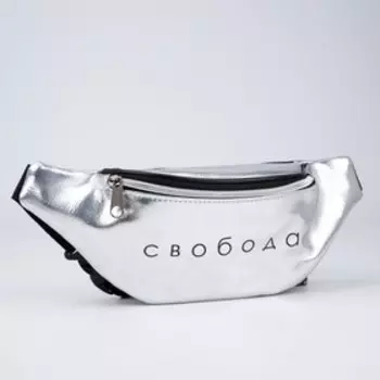 Сумка поясная, отдел на молнии, цвет серебро