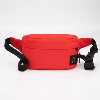 Сумка поясная, отдел на молнии, наружный карман, цвет красный