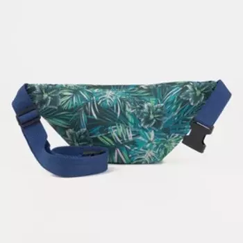 Сумка поясная, отдел на молнии, регулируемый ремень, цвет синий