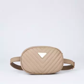 Сумка женская поясная с прострочкой 20136 см, бежевая
