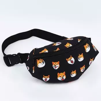 Сумка поясная Сиба-ину, 32х8х15 см, отд на молнии, цвет чёрный