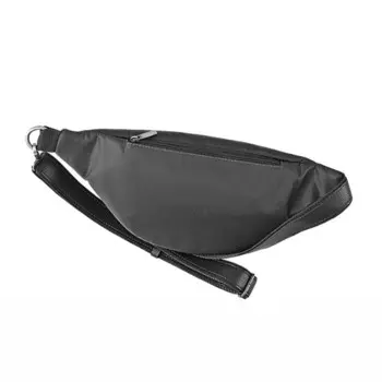 Сумка поясная (В2735-00141) натуральная кожа + текстиль, черный, 1х210х29 см