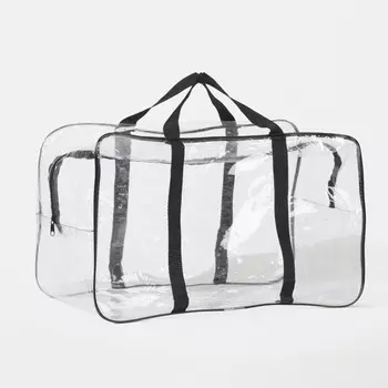 Сумка ПВХ на молнии, цвет прозрачный/чёрный