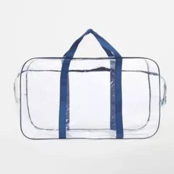 Сумка ПВХ на молнии, цвет прозрачный/синий