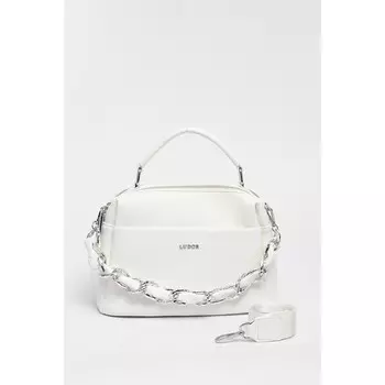 Сумка саквояж, 2 отдела на молнии, цвет белый 29х21х14см