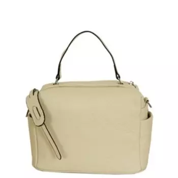 Сумка саквояж, 2 отдела на молнии, цвет бежево-серый 25х18х13см