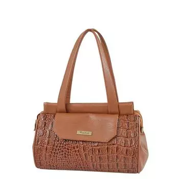 Сумка-саквояж иск.кожа, отдел на молнии, цвет коричневый 31х10,5х22см