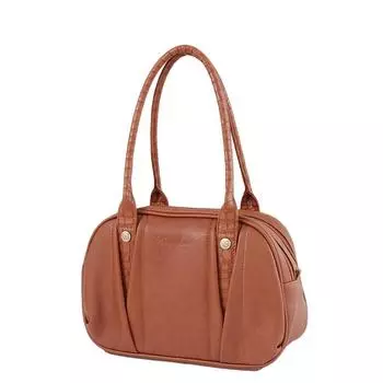 Сумка-саквояж иск.кожа, отдел на молнии, цвет коричневый 32х15х21см