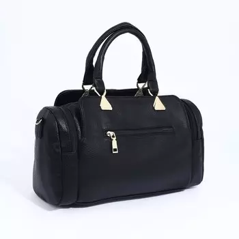 Сумка-саквояж Медведково на молнии, 3 наружных кармана, цвет чёрный