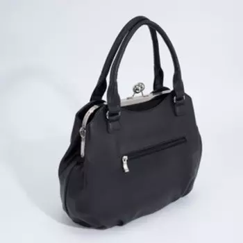 Сумка-саквояж на фермуаре, цвет чёрный