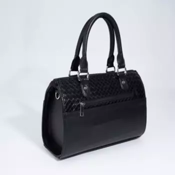 Сумка-саквояж на молнии, цвет чёрный