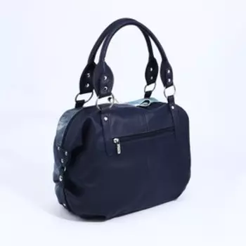 Сумка-саквояж на молниях, 2 наружных кармана, длинный ремень, цвет синий