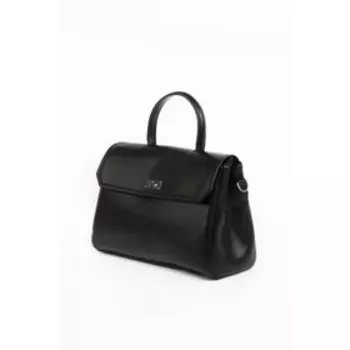 Сумка саквояж, отдел на клапане, цвет черный 28х9х20см