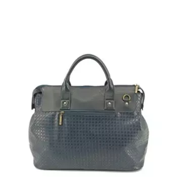 Сумка саквояж, отдел на молнии, цвет черный/синий 30х43х18см