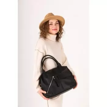 Сумка саквояж Ramona , отдел на молнии, цвет черный 33х13х28см