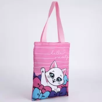 Сумка-шопер детская «Милый котик», 32х25х1 см, без молнии, без подклада, розовый