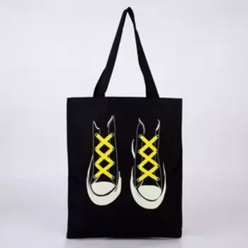 Шопер «Кеды», 35 х 0,5 х 40 см, с лентой, чёрный