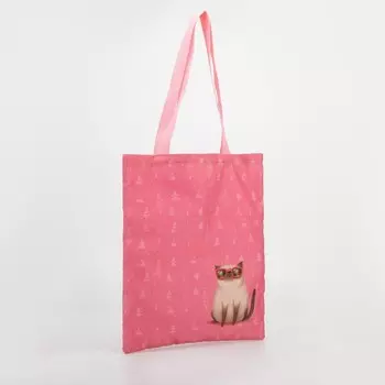 Сумка-шопер Котик без молнии, без подкладки, цвет розовый